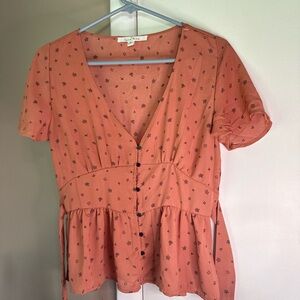 Love Tree Coral Star Print Blouse